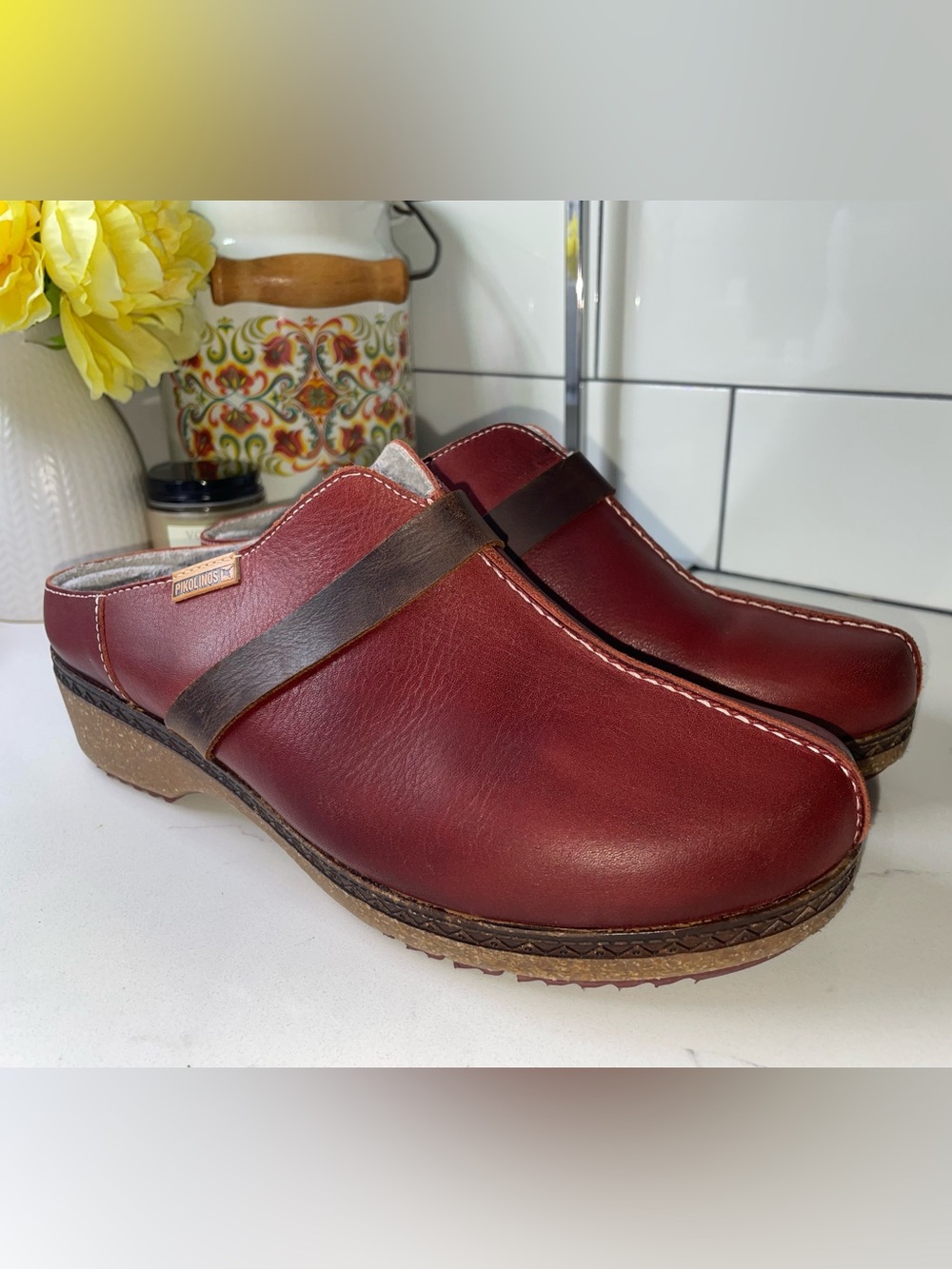 Pikolinos Granada | Women’s Medium Heel Clogs | Size 40 | Arcilla